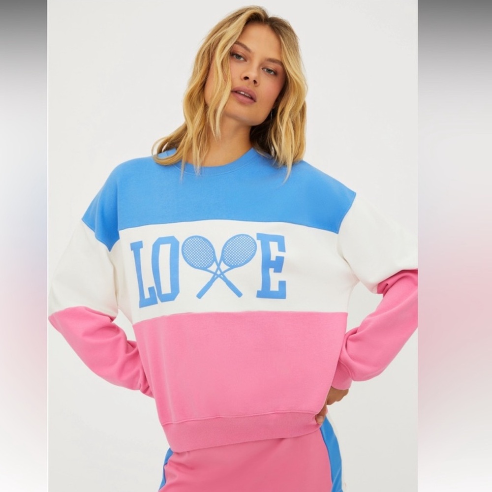 Beach Riot NWT Sz S or M 100%Cotton Devryn Love Tennis Sweatshirt; oversized fit
